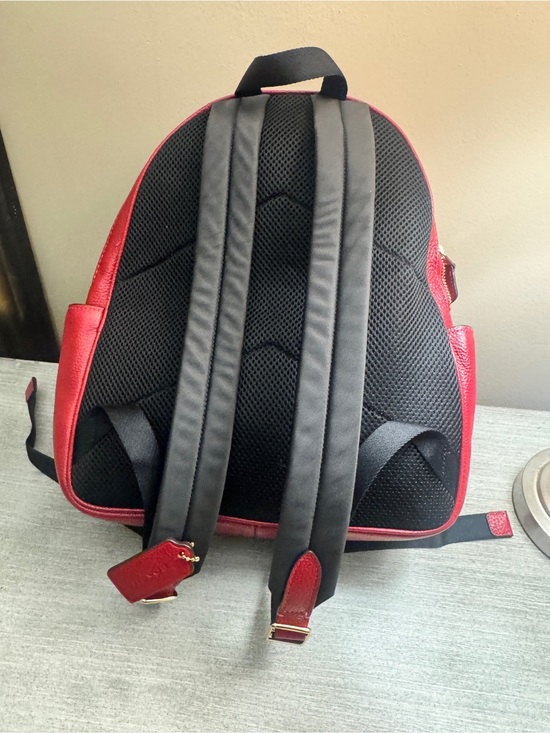 Coach Red Pebbled Leather Mini Backpack with Gold Hardware